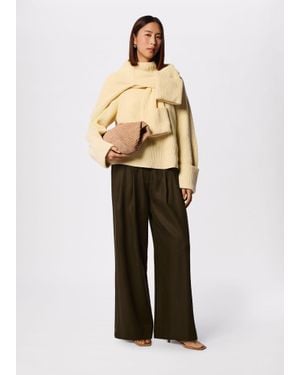 Whistles Wide Leg Hopsack Trouser - White