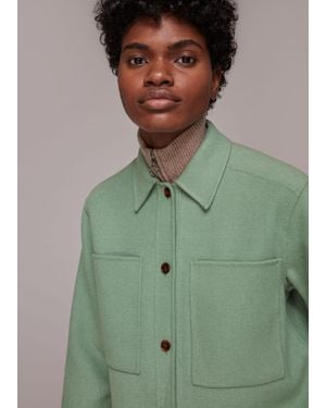 Whistles Classic Wool Overshirt - Green
