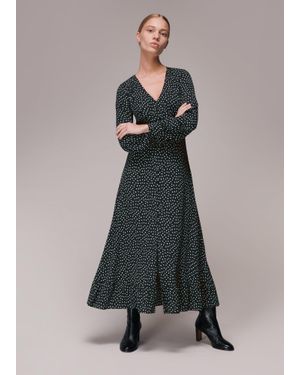 Whistles Stamp Spot Print Midi Dress - Grey