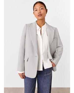 Whistles Petite Crepe Boyfriend Blazer - White