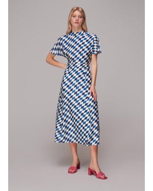 Whistles Pinched Diamond Midi Dress - Blue