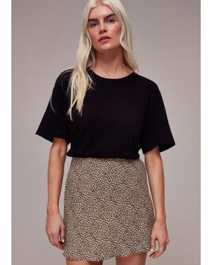 Whistles Petite Dashed Leopard Mini Bias Skirt - Brown