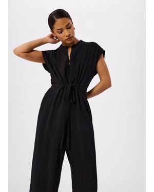 Whistles Petite Sleeveless Drawstring Jumpsuit - Black