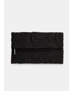 Whistles Joy Satin Ruched Zip Clutch - Black