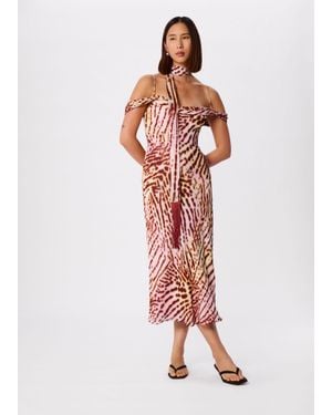 Whistles Orchid Print Scarf Midi Dress - White