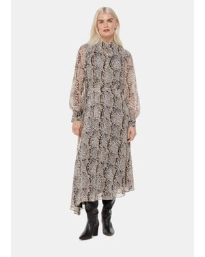 Whistles Petite Optical Snake Meg Dress - White