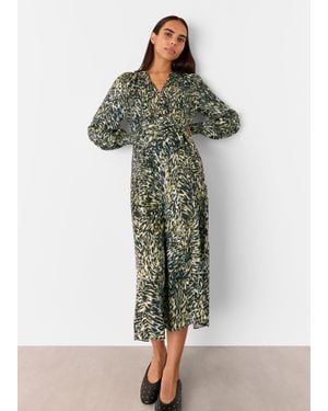 Whistles Leopard Swirl Midi Dress - White