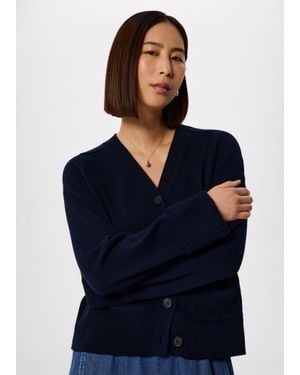 Whistles Cotton Pocket Detail Cardigan - Blue