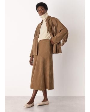Whistles Tassel Suede Jacket - Natural
