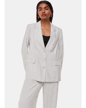 Whistles Petite Luna Stripe Blazer - White