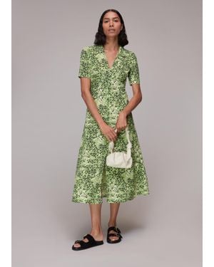 Whistles Rowan Hyena Spot Midi Dress - Green