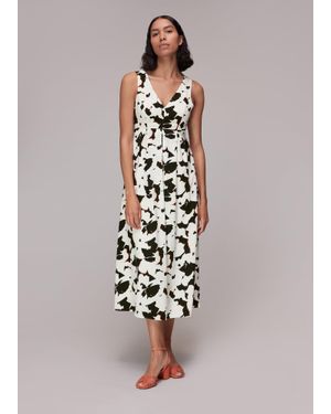 Whistles Silhouette Floral V Neck Dress - White