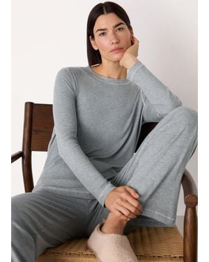 Whistles Rib Jersey Pyjama Top - Grey