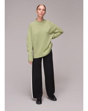 Whistles Knitted Side Stripe Trouser - Green