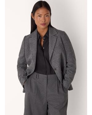 Whistles Petite Herringbone Wool Blend Blazer - Grey