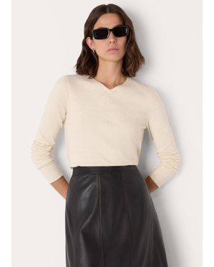 Whistles Mila V Neck Knit - White