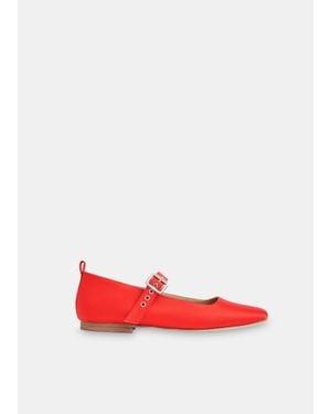 Whistles Elba Satin Ballet Pump - Red