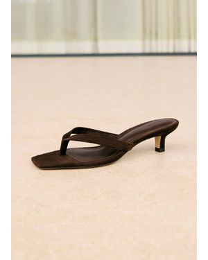 Whistles Suede Toe Post Heeled Mule - Natural