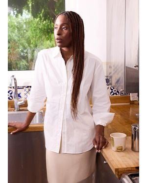 Whistles Bib Detail Cotton Poplin Shirt - White