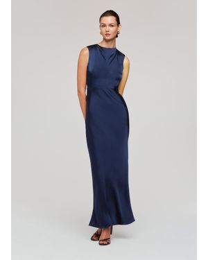 Whistles Cowl Neck Satin Maxi Dress - Blue