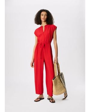 Whistles Petite Sleeveless Drawstring Jumpsuit - Red