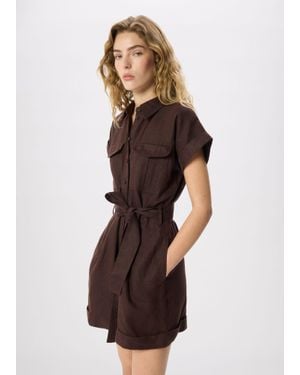 Whistles Pocket Detail Linen Playsuit - Brown