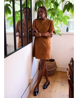 Whistles Suede Boxy Mini Dress - White