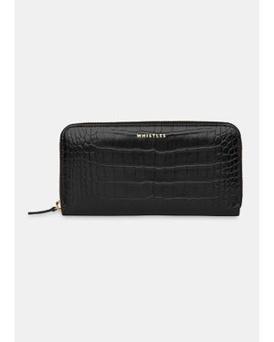 Whistles Shiny Croc Long Purse - Black