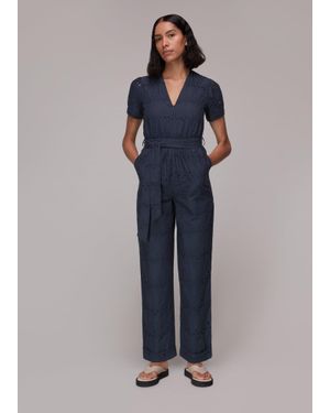 Whistles Zoe Broderie Jumpsuit - Blue