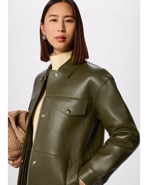 Whistles Clean Bonded Leather Jacket - Green