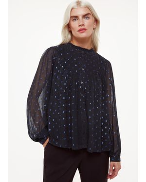 Whistles Petite Mia Metallic Dobby Top - Blue