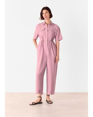 Whistles Short Sleeved Utility Jumpsuit - Pink