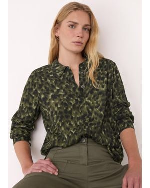 Whistles Animal Print Collared Shirt - Green