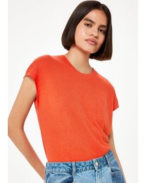Whistles Ember Linen Mix Pocket Tee - Orange