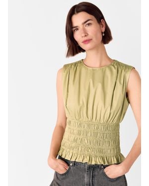 Whistles Cotton Shirred Tank - Natural