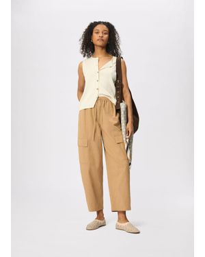 Whistles Petite Utility Cotton Barrel Trouser - White