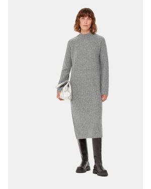 Whistles Ribbed Knitted Midi Dress - Grey