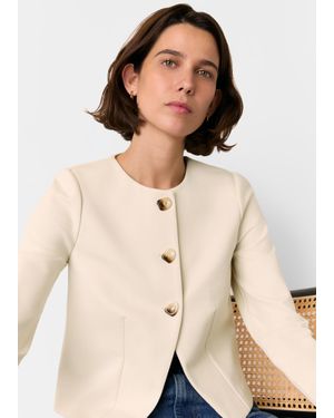 Whistles Petite Anne Ponte Button Jacket - Natural