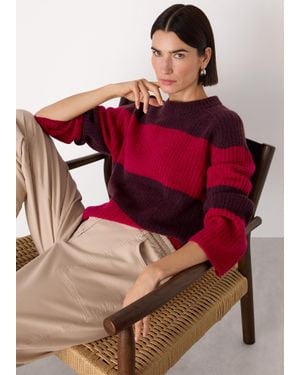 Whistles Wool Mix Wide Stripe Knit - Red