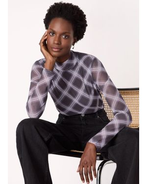 Whistles Check Print Mesh Top - Multicolour