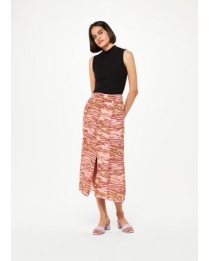 Whistles Clouded Tiger Button Skirt - Red