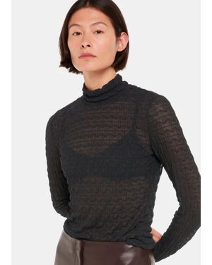 Whistles Texture Ruched Top - Grey