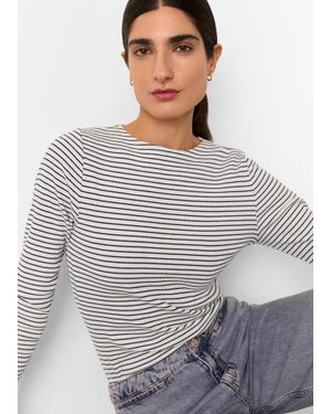 Whistles Stripe Detail High Neck Top - Grey