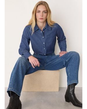 Whistles Pocket Detail Cotton Shirt - Blue