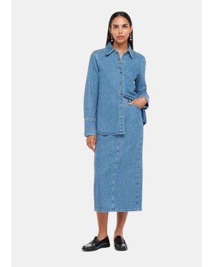 Whistles Straight Midi Skirt - Blue