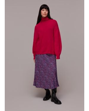 Whistles Floral Garden Bias Cut Skirt - Red