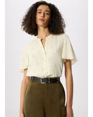 Whistles Floral Button Front Shirt - White