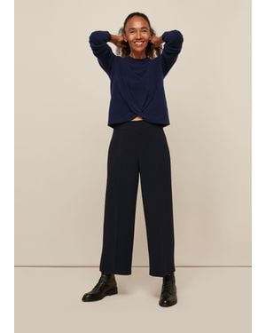Whistles Twist Front Wool Cashmere Knit - Blue
