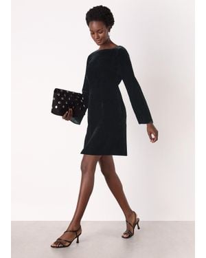 Whistles Velvet Flare Sleeve Dress - Black