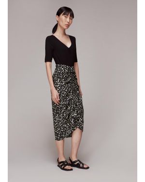 Whistles Sahara Cat Ruched Skirt - White